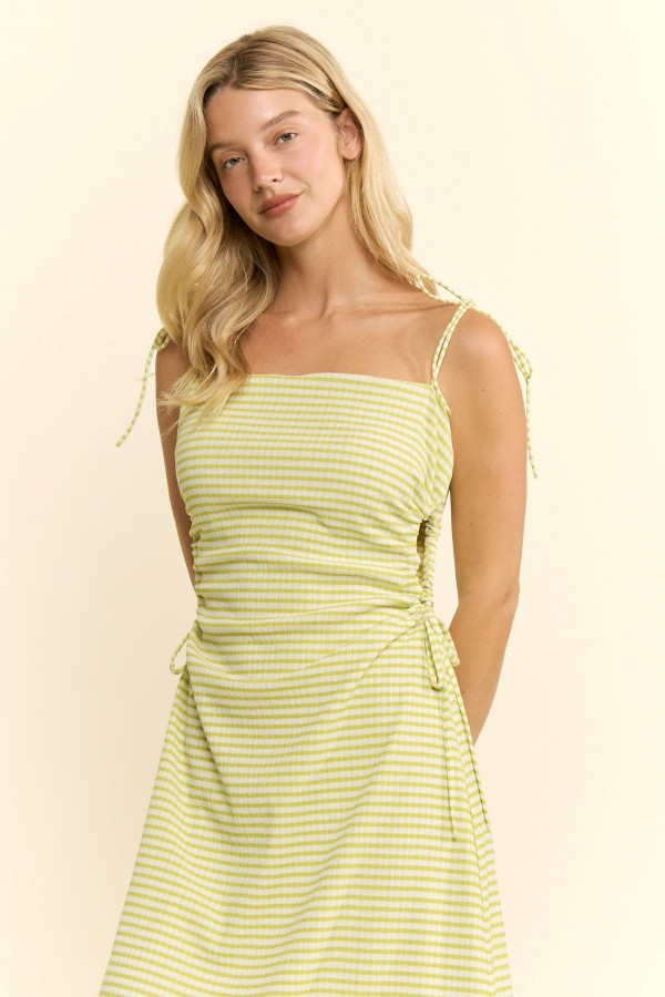 KRD8178P / Jade By Jane<br/>PLUS SIZE GINGHAM TIE STRAP MIDI DRESS