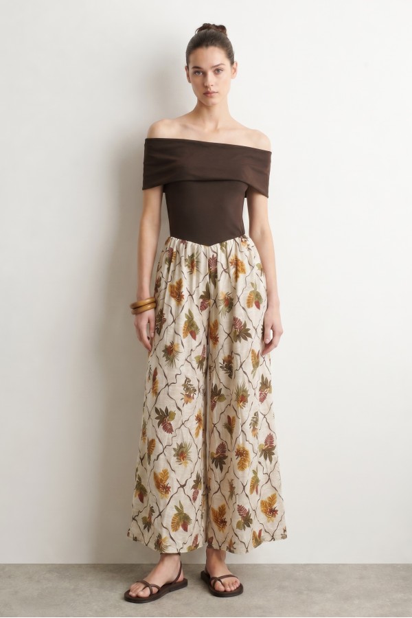 KRJ6351-1 / Jade By Jane<br/>CONTRAST OFF SHOULDER JUMPSUIT