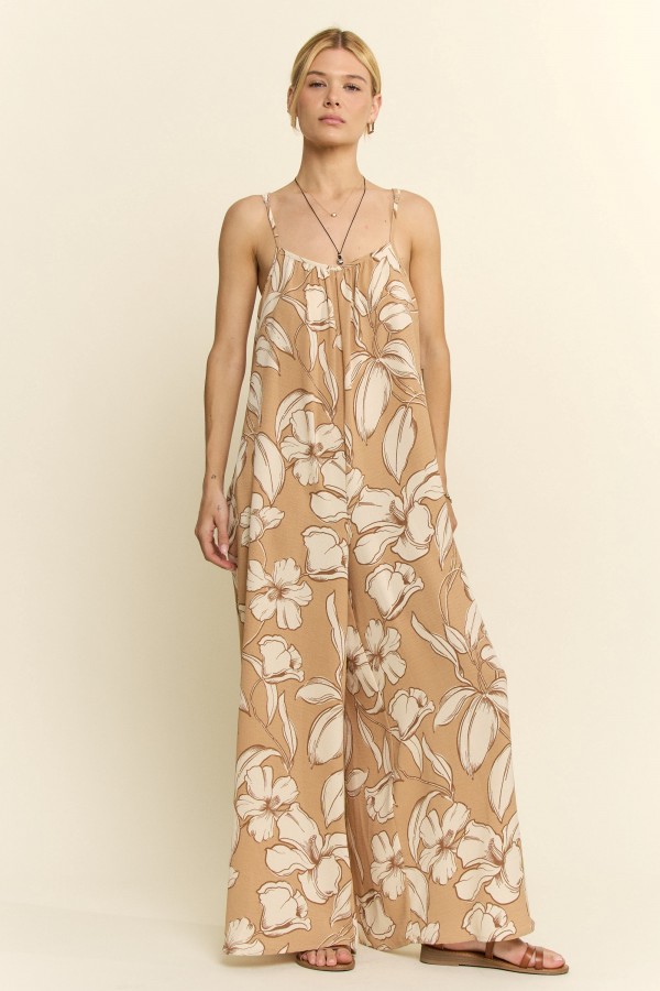 KRJ7005P / Jade By Jane<br/>PLUS SIZE FLORAL STRAP JUMPSUIT