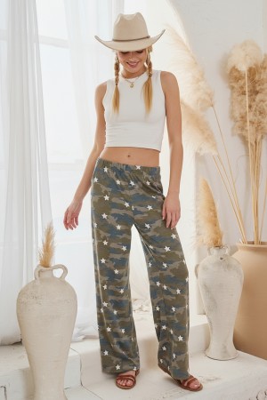 KRP3077-6P / Jade By Jane<br/>STAR CAMO WIDE LEG PANTS PLUS