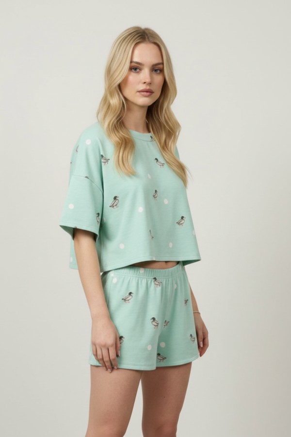 KRP3088-2 / Jade By Jane<br/>DUCK PRINT LOUNGE SHORTS