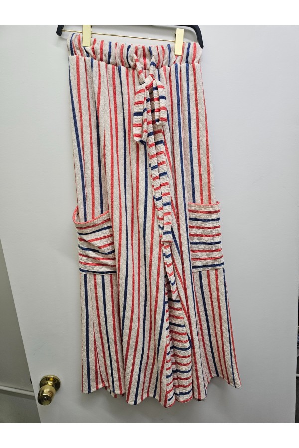 KRP3092-3P / Jade By Jane<br/>RED&BLUE STRIPE WIDE LEG PANTS