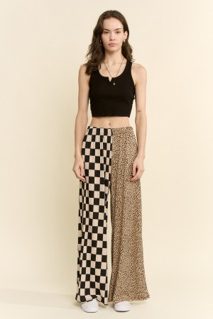 KRP5775-6 / Jade By Jane<br/>SPLIT DECISION CHECKER AND LEOPARD PANTS