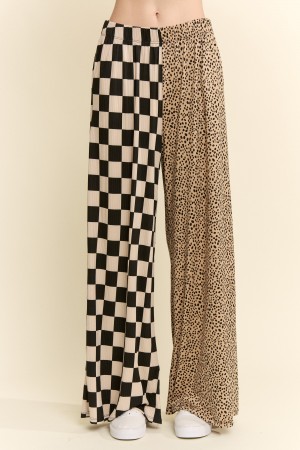 KRP5775-6P / Jade By Jane<br/>SPLIT DECISION CHECKER AND LEOPARD PANTS