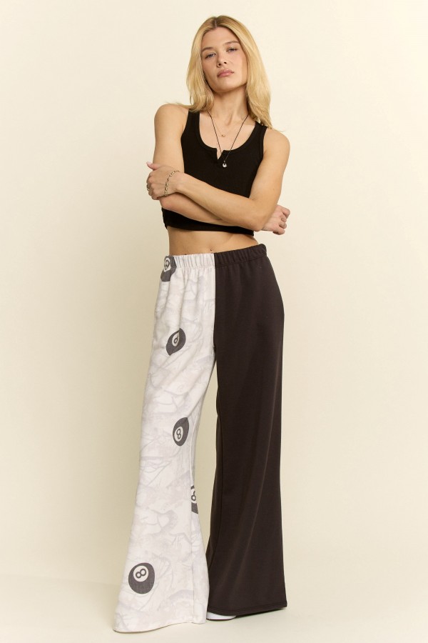 KRP5779-10 / Jade By Jane<br/>HALF & HALF 8BALL WIDE PANTS