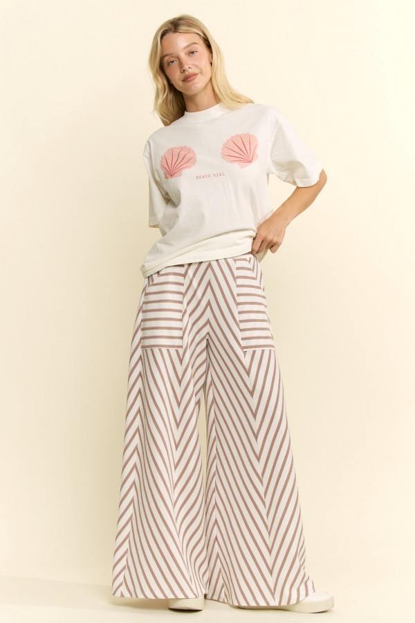 KRP8170P / Jade By Jane<br/>PLUS SIZE STRIPE WIDE LEG FLOWY PANTS