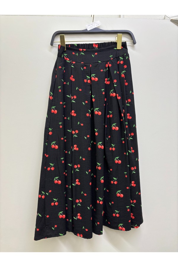 KRS8158-1 / Jade By Jane<br/>CHERRY PRINT MIDI SKIRT