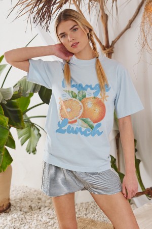 PRT1085P / Jade By Jane<br/>ORANGE LUNCH GAPHIC TEE PLUS