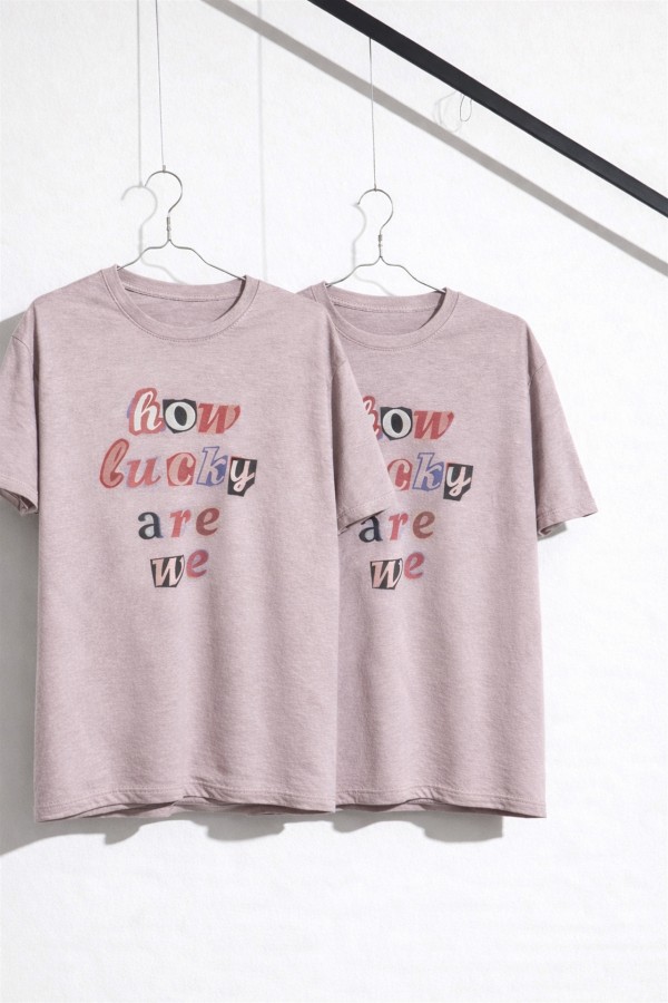 PRT1096DP / Jade By Jane<br/>PLUS SIZE HOW LUCKY ARE WE GRAPHIC DYEING TEE