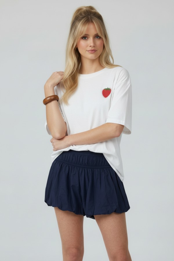 PRT1116 / Jade By Jane<br/>DOUBLE STRAWBERRY GRAPHIC TEE