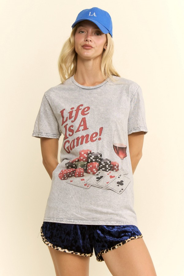 PRT1119D / Jade By Jane<br/>LIFE IS A GAME GRAPHIC TEE
