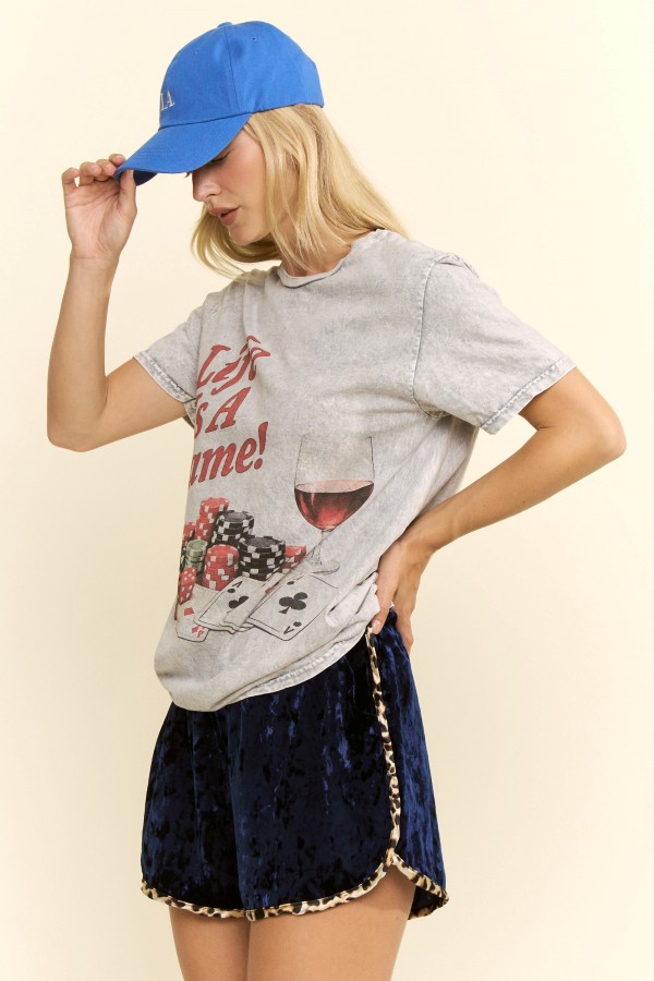 PRT1119DP / Jade By Jane<br/>PLUS SIZE LIFE IS A GAME GRAPHIC TEE