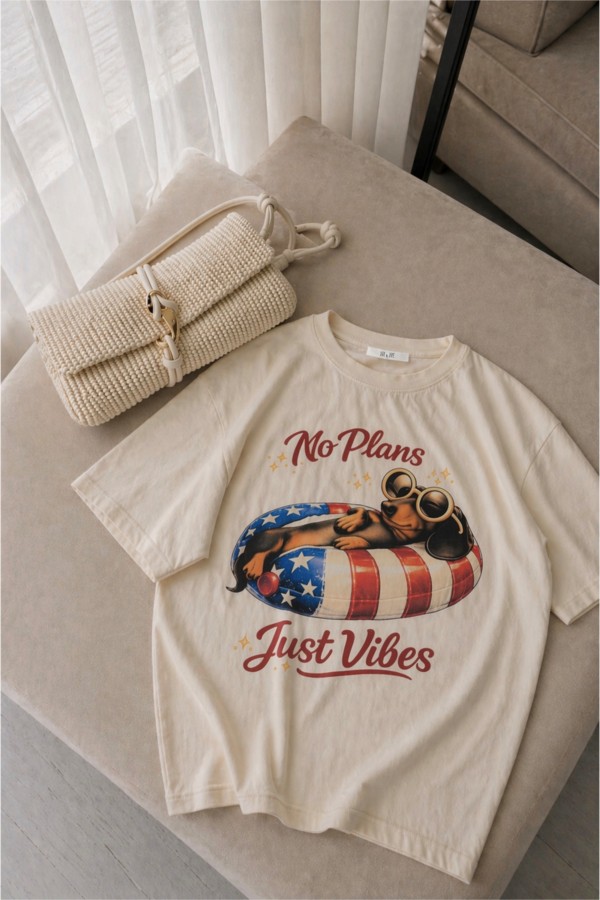 PRT1124 / Jade By Jane<br/>NO PLANS JUST VIBES DOG GRAPHIC TEE