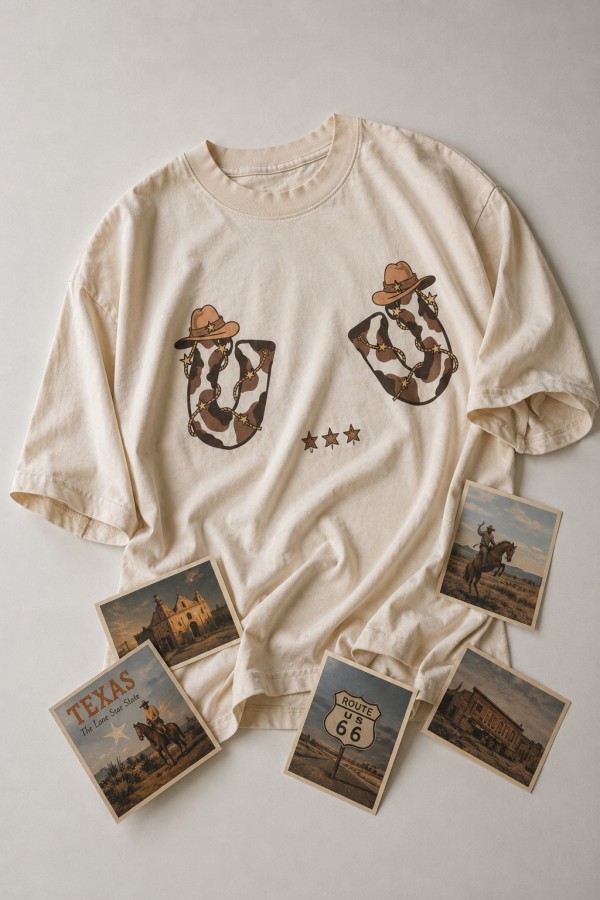 PRT1132 / Jade By Jane<br/>WESTERN HORSESHOE GRAPHIC TEE