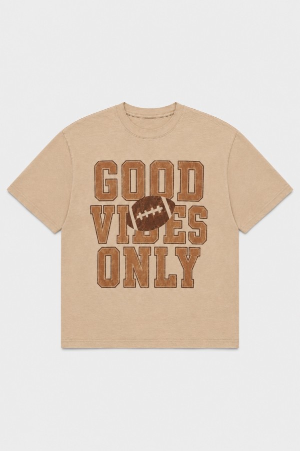 PRT1148 / Jade By Jane<br/>GOOD VIBES FOOTBALL GRAPHIC TEE