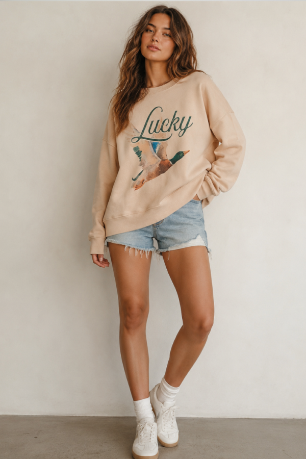 PRT1152 / Jade By Jane<br/>LUCKY MALLARD SWEATSHIRT