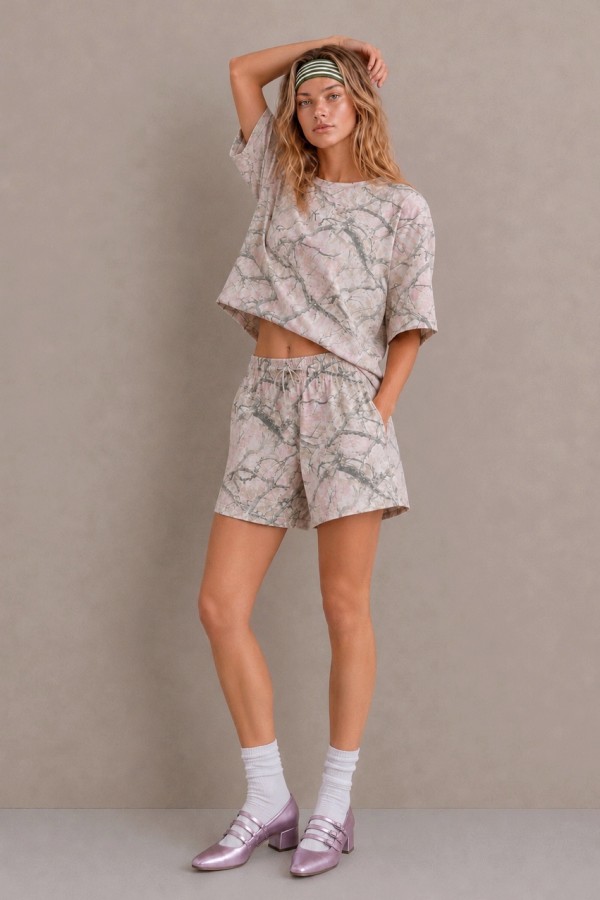 SET5794 / Jade By Jane<br/>BRANCH PRINT TEE & SHORTS SET