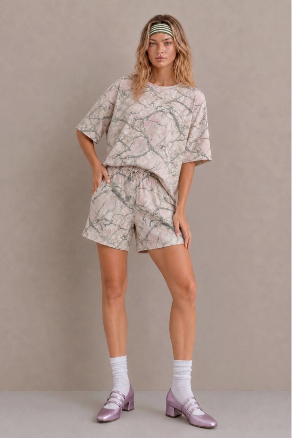 SET5794P / Jade By Jane<br/>PLUS SIZE BRANCH PRINT TEE & SHORTS SET