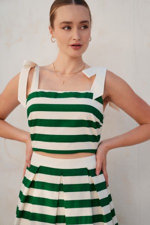 SET8095P / Jade By Jane<br/>STRIPED CROP TOP AND SKIRT SET PLUS