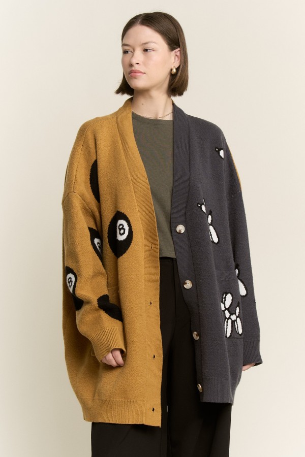 SWT1101P / Jade By Jane<br/>BALLOON DOG & 8BALL OVERSIZE CARDIGAN