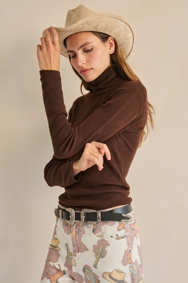 SWT1313P / Jade By Jane<br/>PLUS SIZE TURTLENECK RIB-KNIT TOP