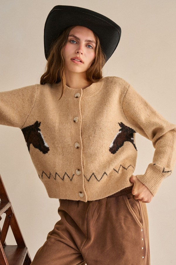SWT1321 / Jade By Jane<br/>HORSE POINT KNIT CARDIGAN