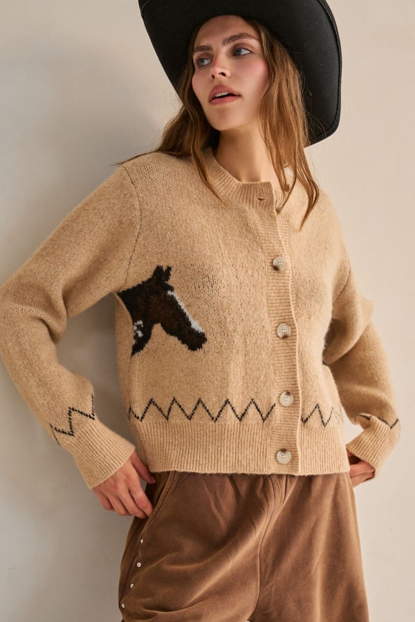 SWT1321P / Jade By Jane<br/>PLUS SIZE HORSE POINT KNIT CARDIGAN