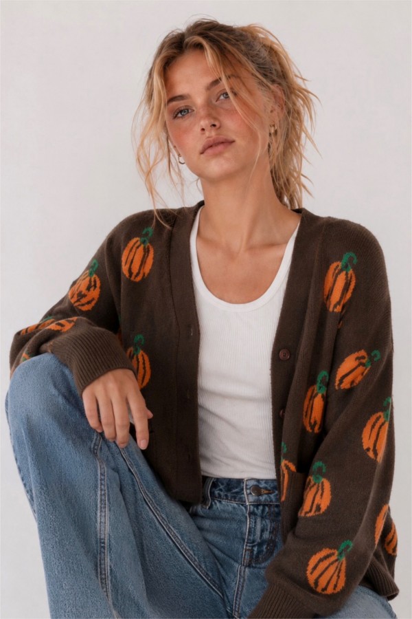 SWT1440 / Jade By Jane<br/>PUMPKIN PATCH KNIT CARDIGAN