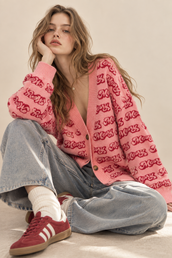 SWT1463 / Jade By Jane<br/>MERRY SCRIPT CARDIGAN