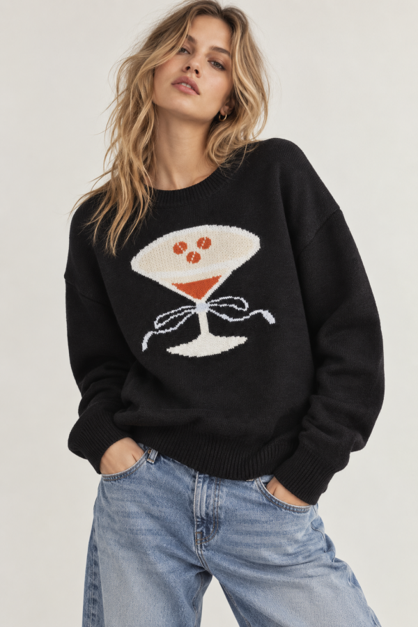 SWT1466P / Jade By Jane<br/>MARTINI GRAPHIC KNIT SWEATER
