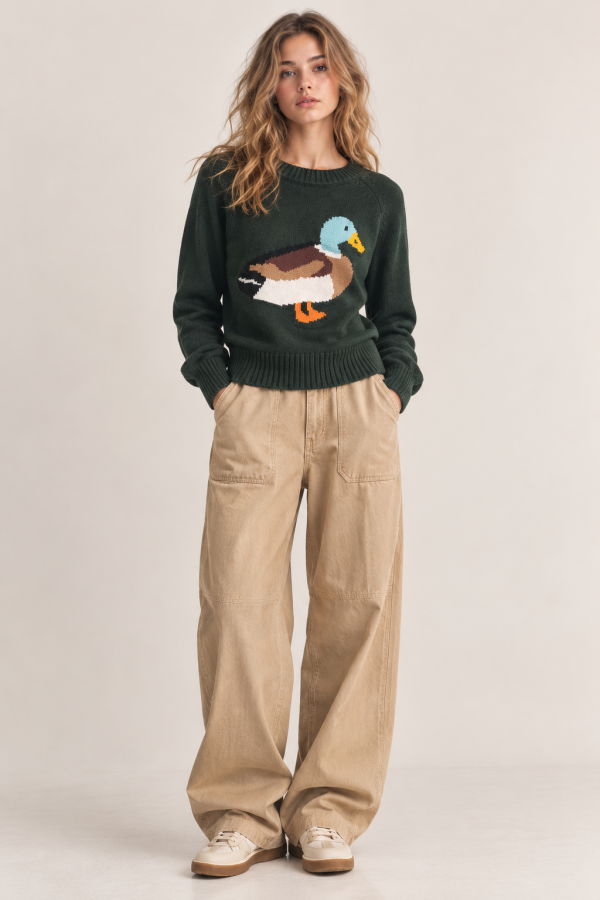 SWT1478P / Jade By Jane<br/>PLUS SIZE MALLARD DUCK KNIT SWEATER