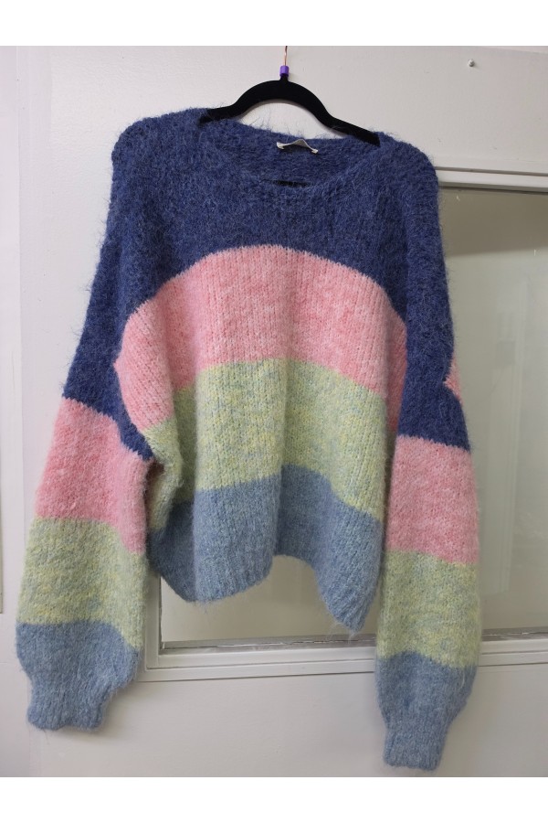 SWT8349P / Jade By Jane<br/>PLUS SIZE PASTEL COLORBLOCK KNIT SWEATER