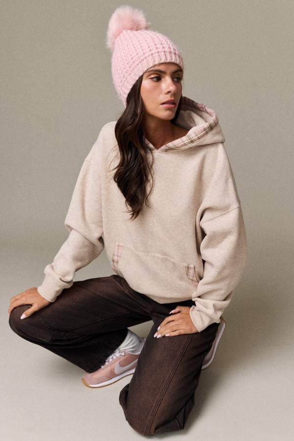 PT20085-1 / Papermoon<br/>Betty Plaid Trim Pullover Hoodie
