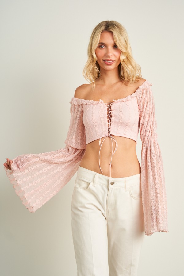 11007 / ANWND<br/>OFF SHOULDER LONG SLEEVE TOP