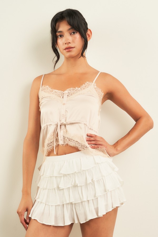 11409 / ANWND<br/>SATIN LACE CAMI TOP