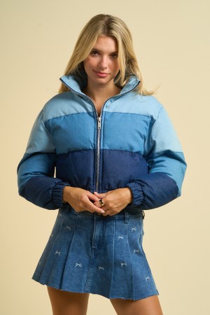 2765 / ANWND<br/>Denim Colorblock Puffer Jacket