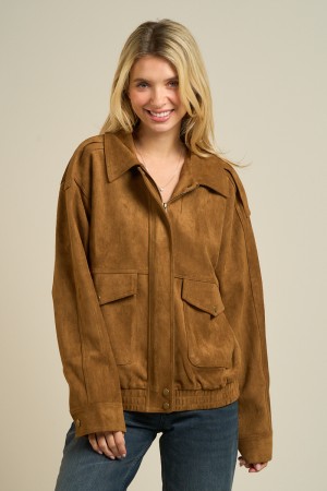 2888 / ANWND<br/>Oversized Suede-Feel Utility Jacket