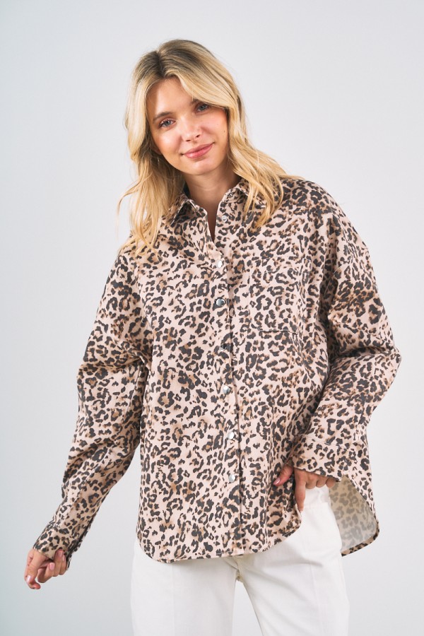 2899 / ANWND<br/>LEOPARD BUTTON UP JACKET