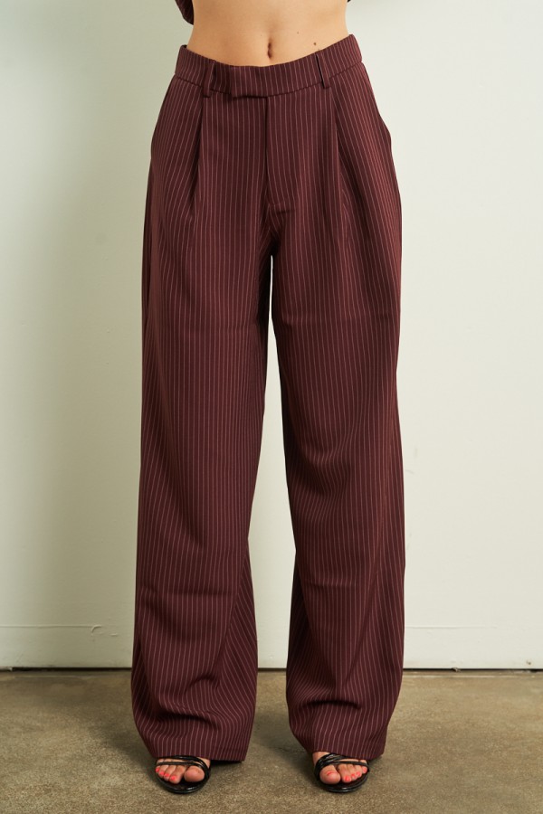 2909P / ANWND<br/>Pinstripe Wide-Leg Tailored Pants