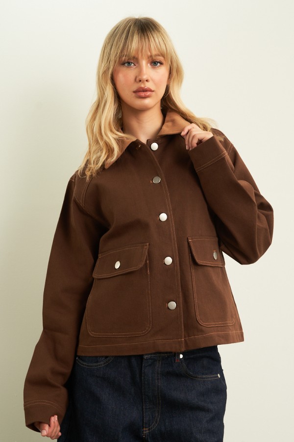 2963 / ANWND<br/>CONTRASTED COLLAR JACKET