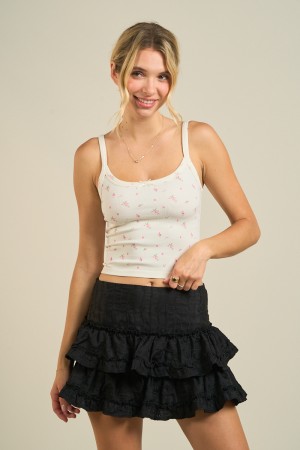 55015 / ANWND<br/>Floral Ribbed Tank Top