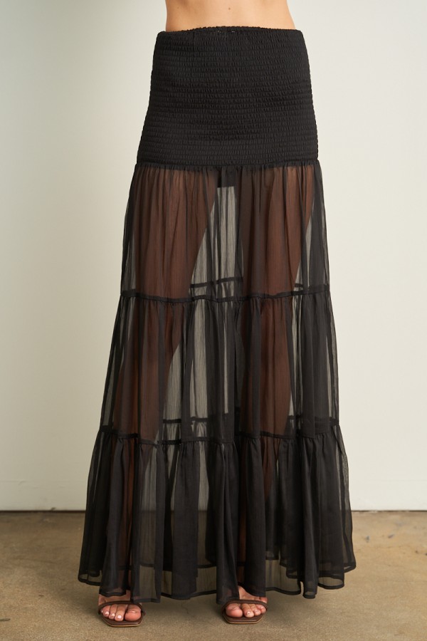 6735 / ANWND<br/>Smocked Waistband Maxi Skirt