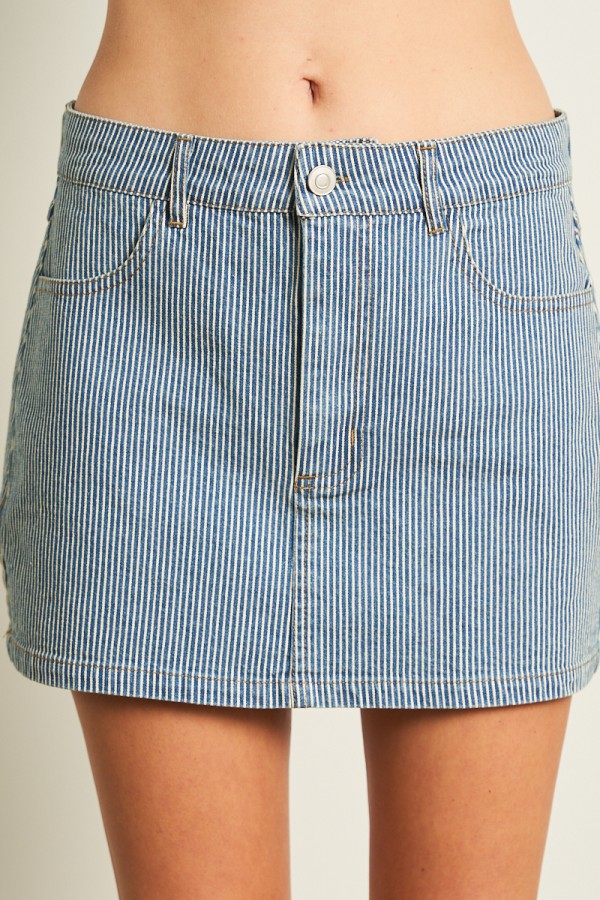 6911 / ANWND<br/>A LINE PINSTRIPE DENIM SKIRT