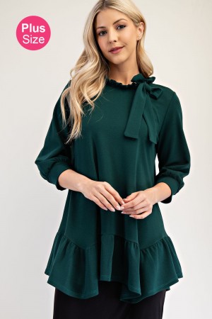 MT33916-PL / Celeste Design<br/>PLUS MODEST BOW-TIE RUFFLE TOP