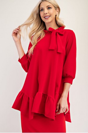 MT33916 / Celeste Design<br/>MODEST BOW-TIE RUFFLE TOP